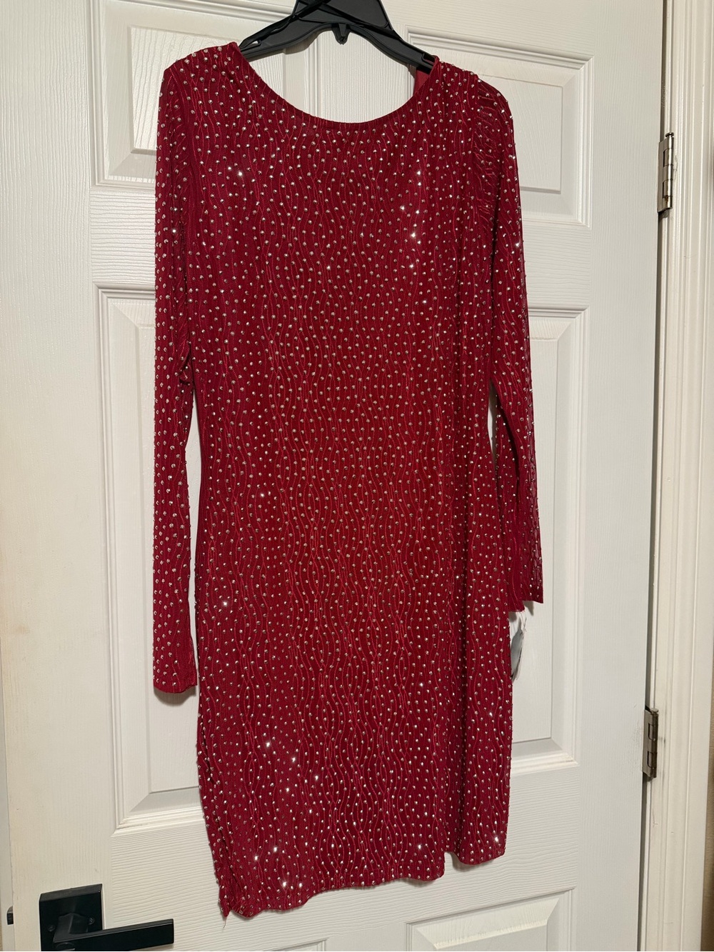 Windsor Red Long-Sleeve Sequin Bodycon Dress